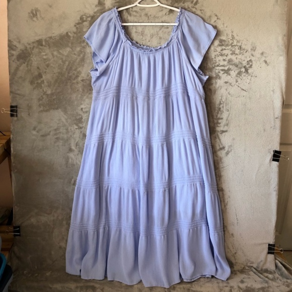 Midi Dress‎ Size 3X Flowy Round Neck Tiered Boho Peasant Studio West